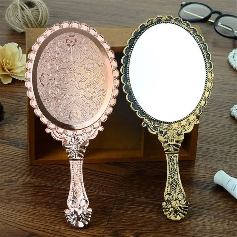 1Pc Handheld Makeup Vanity Mirror Retro Carved Makeup Mirror Hand Compact Mirror Women Cosmetic Mirrors Makeup Tools mirror hand handle mirrors handheld vintagewith makeup retro travel held personal barber for