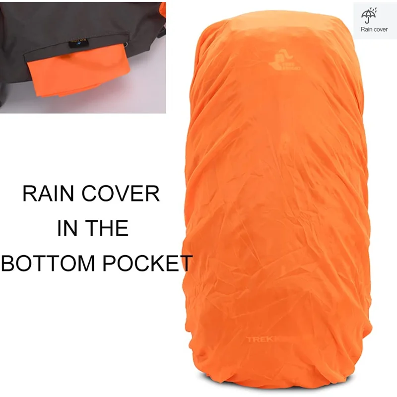 Mochila de senderismo ligera impermeable de 60 L con cubierta de lluvia,  mochila deportiva para viajes al aire libre para escalar, campamento, viajes