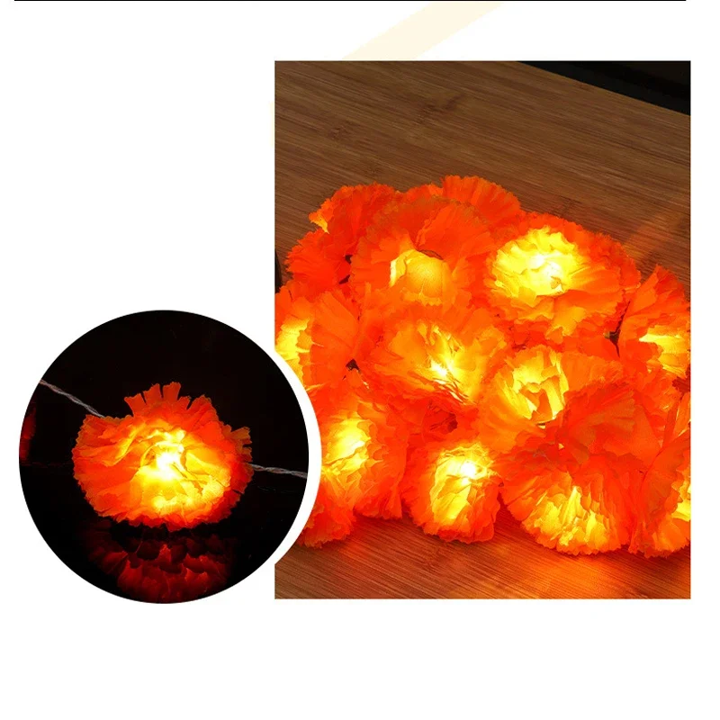 Halloween Diwali Party 1,5 m Girlande Lichterkette Mexikanische Ringelblume Künstliche Blumen Tag der Toten DIY Home Outdoor Dekor – Detail 5