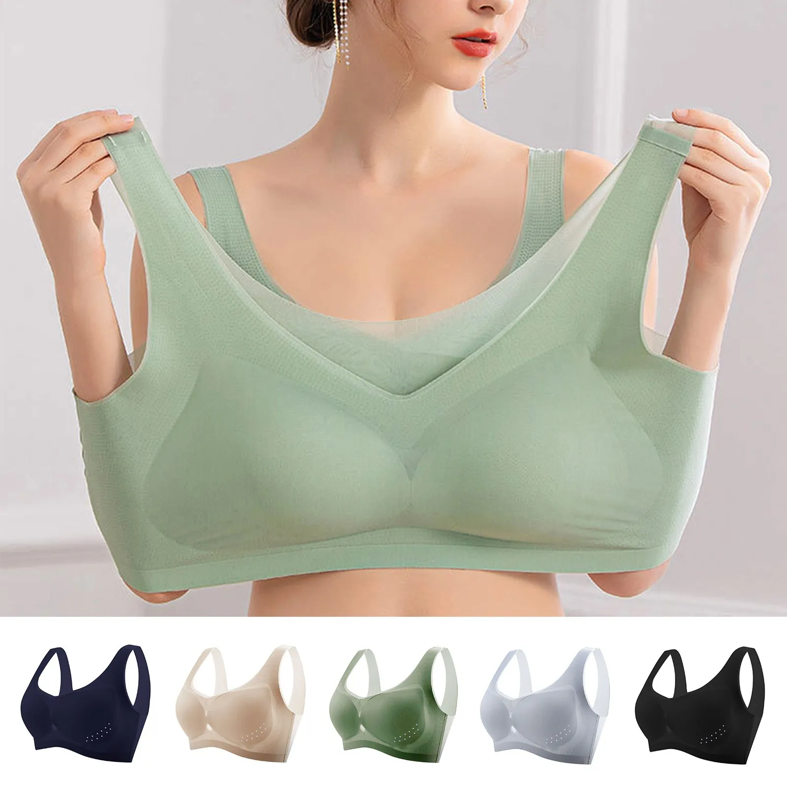 Women Ultra-thin Plus Size Ice Silk Lingerie Bra Seamless Beauty