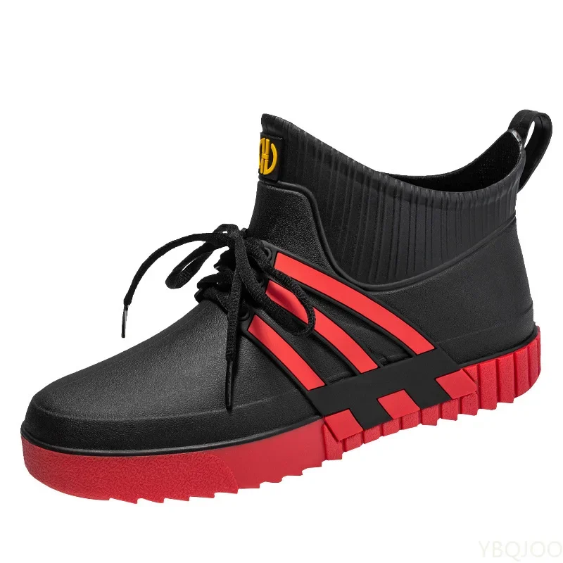 Slip on Rainboots Mens Rubber Shoes Fishing Boots Short Rain Shoes