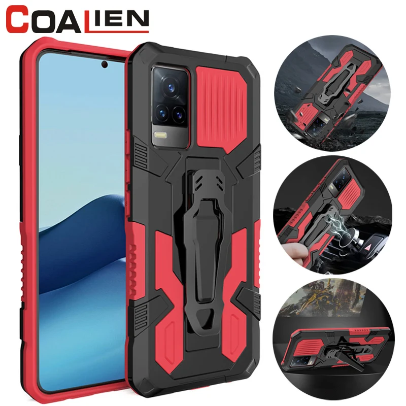 

Shockproof Phone Case For VIVO Y91C Y17 Y15 Y12 Y11 Y19 Y30 Y50 Back Clip Bracket Cover For VIVO Y20 Y12S Y31 Y51 Y72 Y76S Y21S