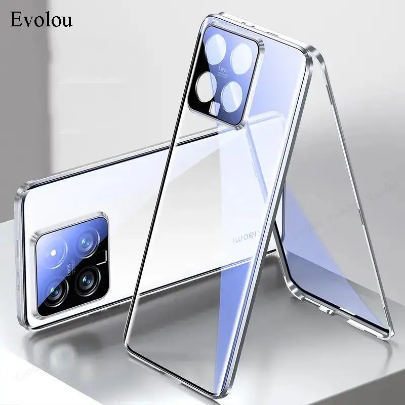 

Защитный чехол для Xiaomi 14 Pro, металлическая рамка с полным покрытием 360 градусов для Mi 14 14 Pro, магнитный двусторонний чехол из закаленного стекла