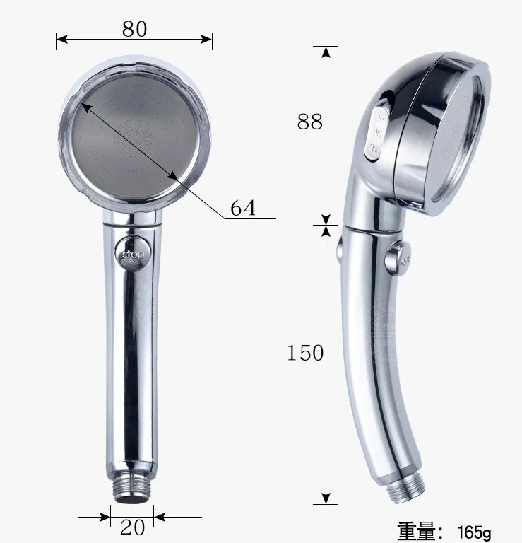 360 Degrees Rotating Handheld Shower Head Adjustable Water Saving Shower Head 3 Spray Setting with ON/OFF Pause Switch