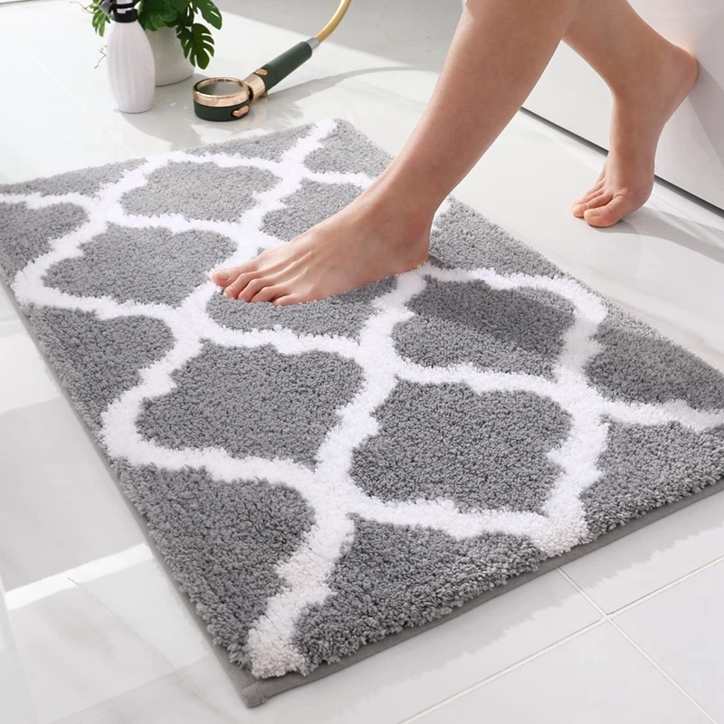 Homaxy Luxury Bath Mat Bathroom Shower Mats Super Soft Absorbent Microfiber Rug Water Bathtub Anti-slip Floor Carpet Foot Rugs