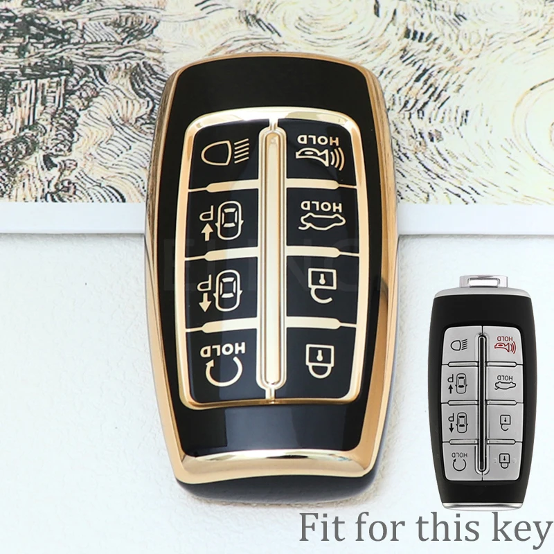 Premium TPU Car Key Case Cover with Keychain - 8-Button Protection and Style Accessory