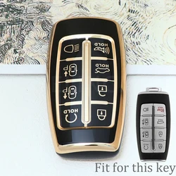 Premium TPU Car Key Case Cover with Keychain - 8 - Button Protection and Style Accessory (Gold Black Case)