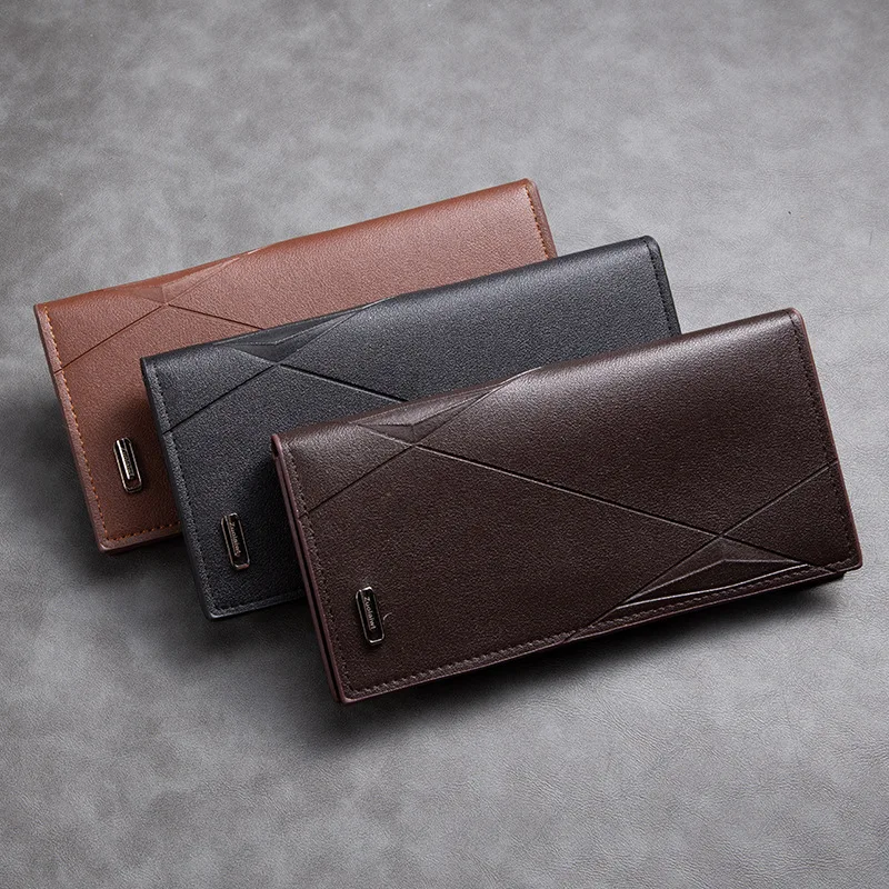 

New Men's Youth Thin Soft Leather Large Capacity Multiple Card Slots Business Fashion Long Wallet