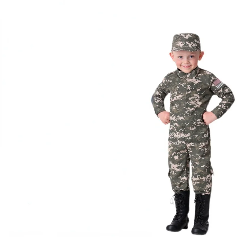 Halloween Cosplay Military Uniform For Aldult  Kids Training Suit Boy Special Force Combat Jacket Pants Army Set Soldier Clothes