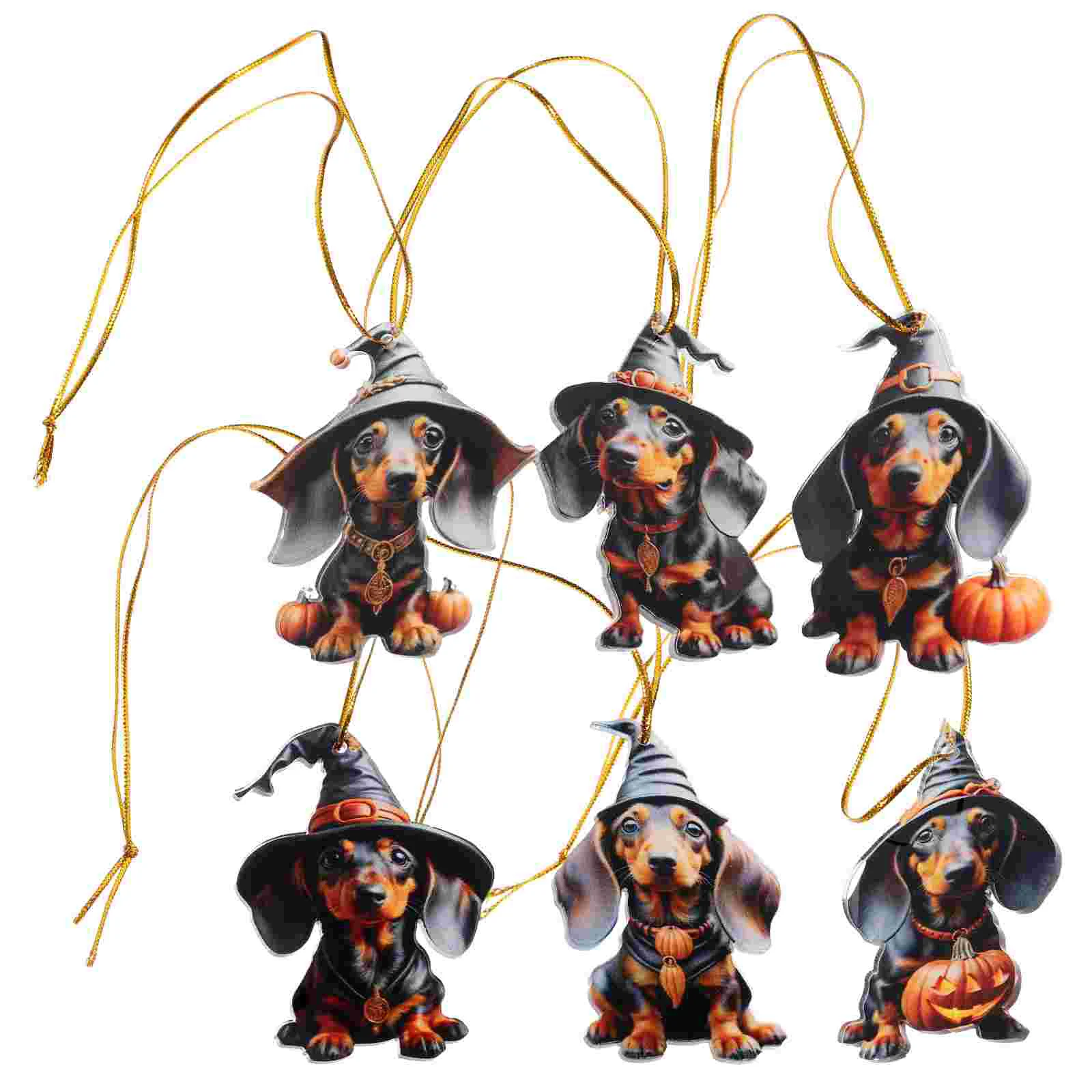

6 Pcs Christmas Tree Ornaments Dachshund Pendant Dog Hanging Party Decor Window Car
