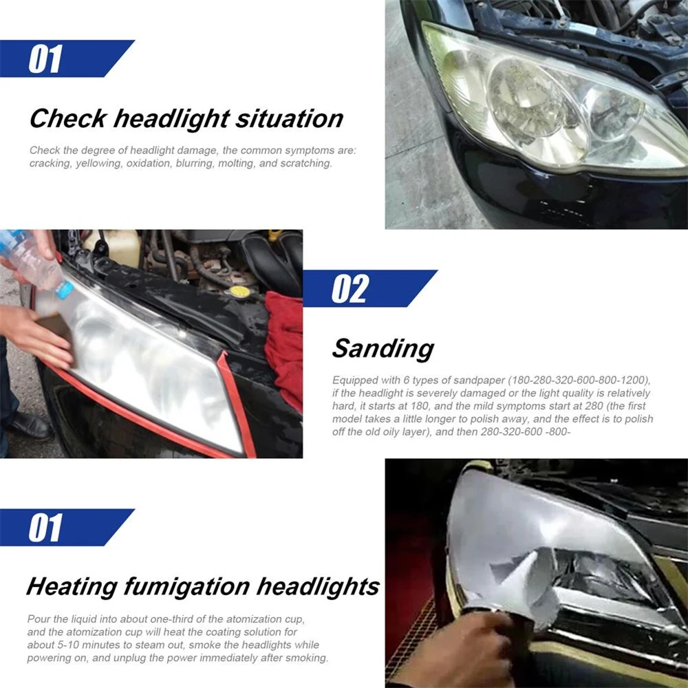 Car Headlights Polishing Kit Clean Opaque Car Headlights Restoration Kit 200ML Liquid Polymer for Headlights