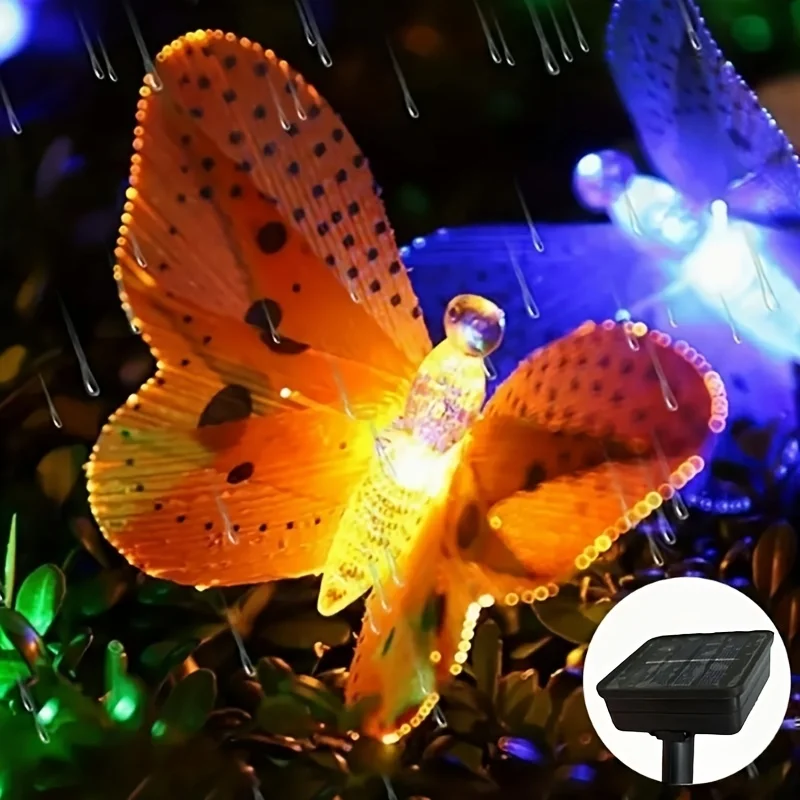 1pc12LEDSolarFiberOpticButterflyLightsForYardGardenWedding