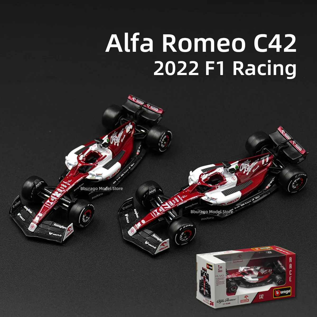 

Bburago 1:43 2022 Alfa Romeo C42 F1 Formula Racing Car Static Simulation Diecast Alloy Model Car