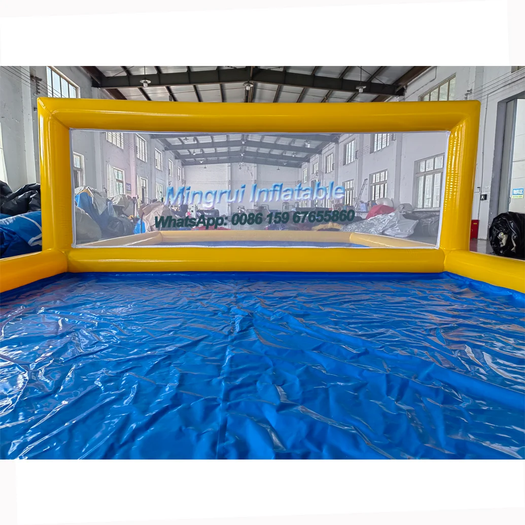 Giant Inflatable Yellow Beach Pool, Volleyball Court Field for Family Reunion Party, Holding Water Park Game Play, 33x17ft