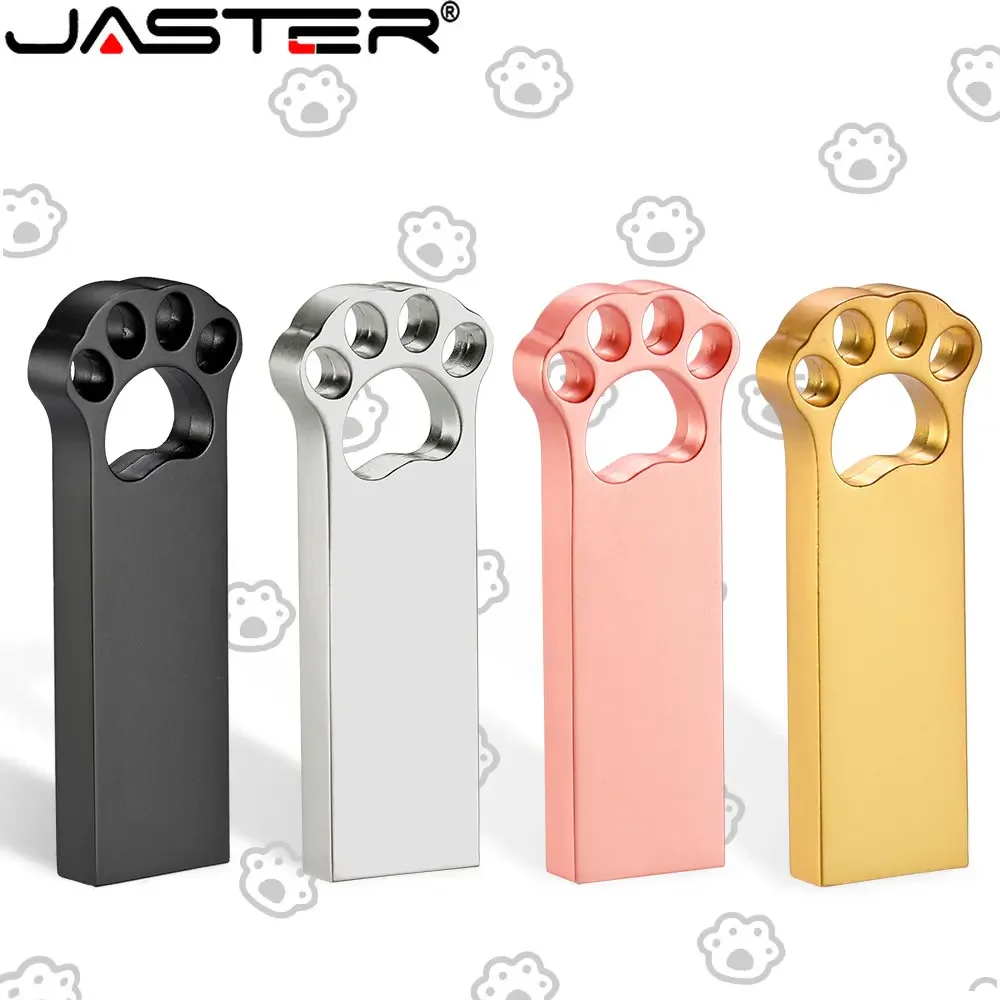 Metal Golden USB 2.0 Flash Drives 64G Cat Paw Lovely Hollow Out Adapters Memory Stick Creative Gifts Key Chain Waterproof U Disk usb flash drive,flash drive