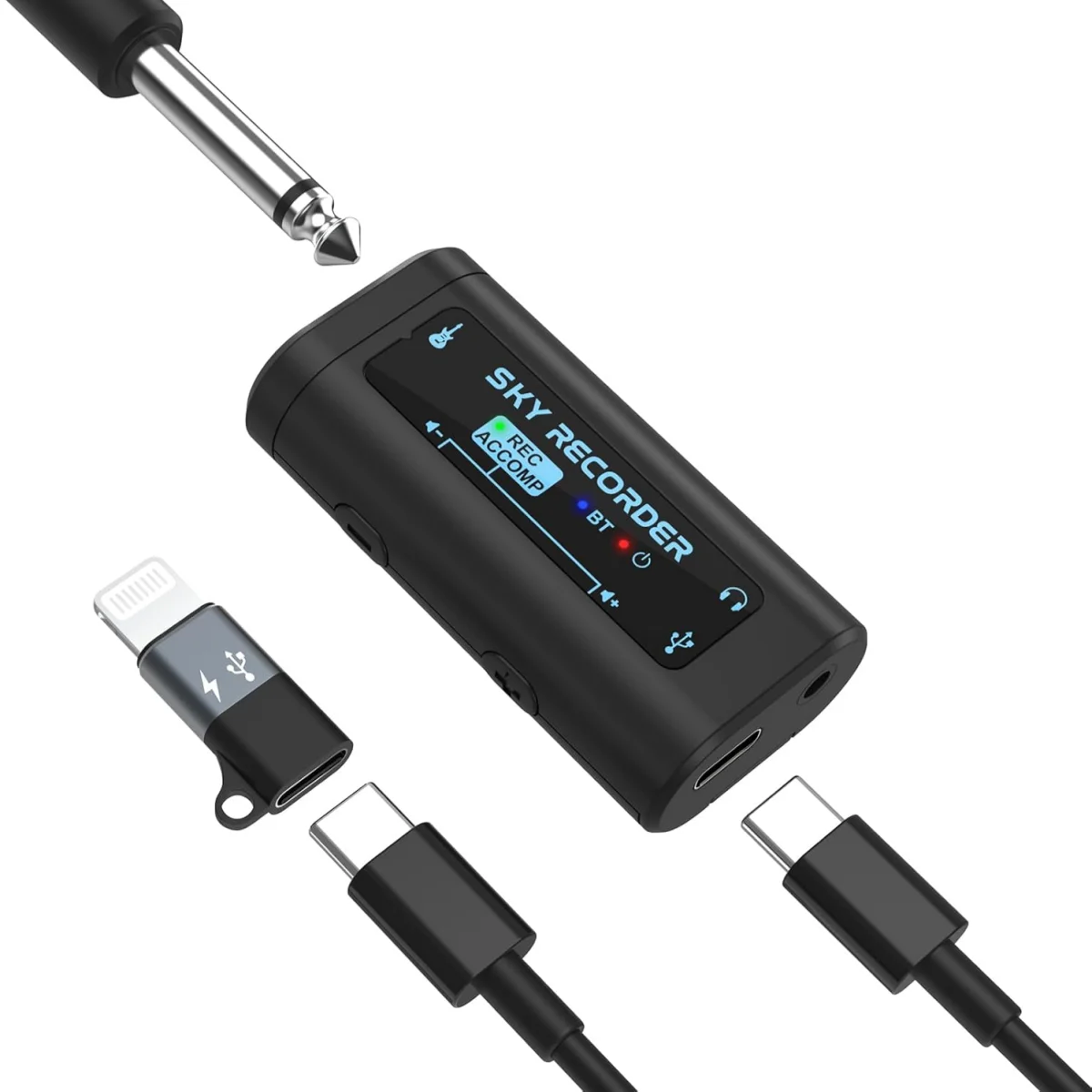SKY RECORDER Portable Sound Card USB Conversion Interface Plug and Play BT Type-C Power Supply for Recording Live Streaming