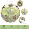 1 Easter Round Tablecloth, 5 Sizes Available, Retro Style Garden Easter Bunny Egg Print Tablecloth, Edge Embossing Process, Spring Garden Tablecloth Decoration, Tablecloth for Daily Home Kitchen, Terrace Use, Easter Decoration 5