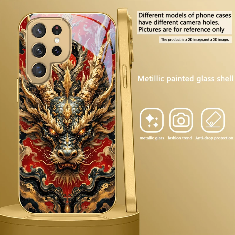 Majestic Golden Eastern Dragon Glass Phone Case