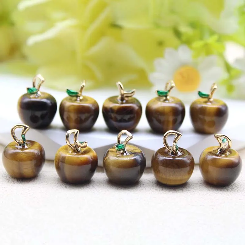 12pcs Natural Stone Apple Pendant New Woman Fashion Jewelry High Quality Crystal Amethyst Lapis Lillet Pendant for DIY Necklace