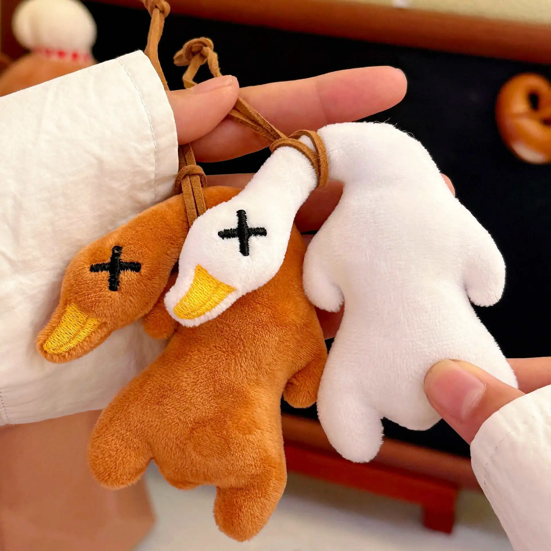 Wholesale Kawaii Duck Plush Stuffed Toy Simulated Roast Duck Bag Plush Pendant Keychain Gift For Kids Friends