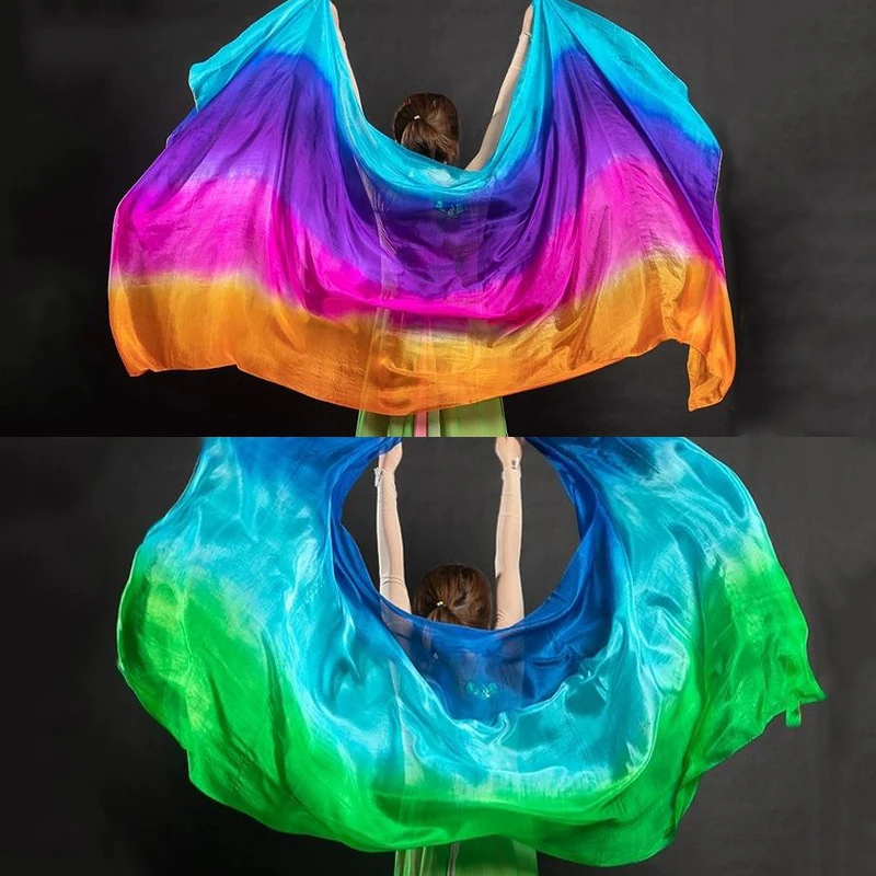 250x114cm Women Dancing Scarf Gradient Color Hijabs Latin Belly Dance Performance Shawl Costumes Accessories Scarf