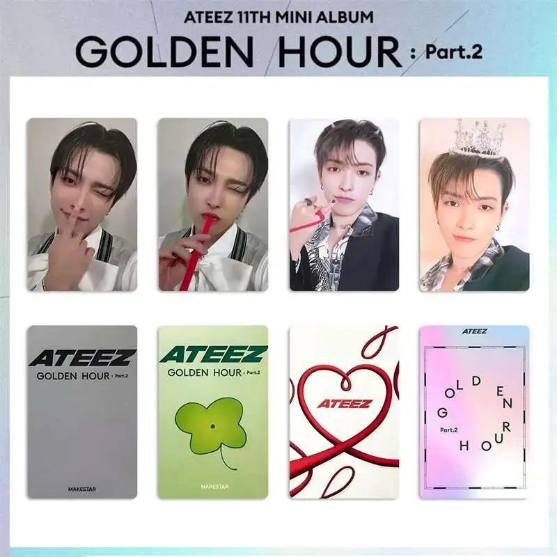 4pcs/set ATEEZ Album LOMO Card GOLDEN HOUR Part 2 Postcard Photo Card WOO YOUNG High Quality HD Photo Girl Gift