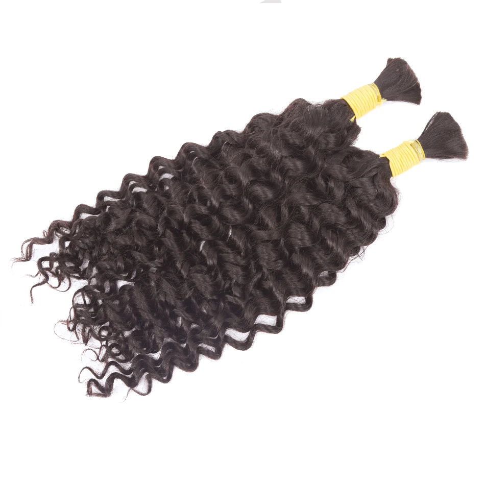 Brown 2# Water Wave Human Hair Bulk For Braiding 100G Loose Curly No Weft Hair Extensions Malaysian Remy Bulk Natural Color