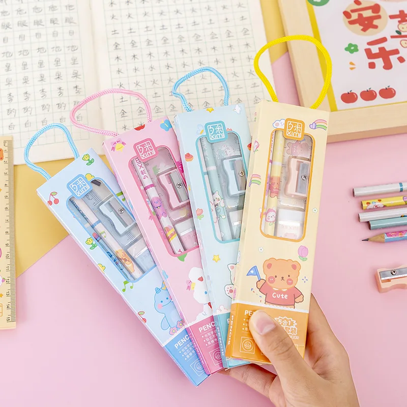 Stationery Set 20Sets Pencil Ruler Sharpener for Children Student School Supplies Gifts