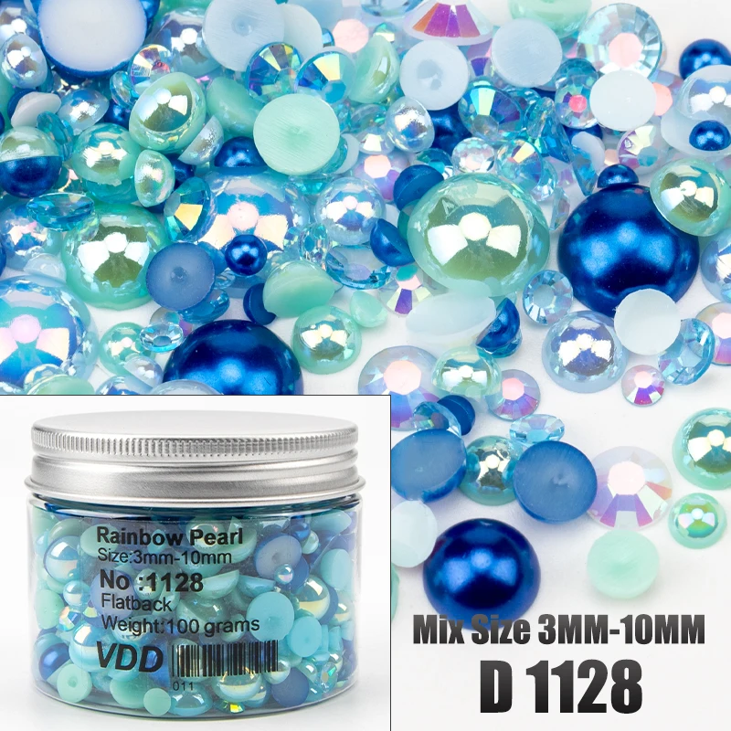 Vdd 30/60/100/200g Großhandel Mix Größe abs halbrunde Perlen Flatback Perlen Farbe Harz Strass Nail Art Crafts DIY Dekoration – Detail 34