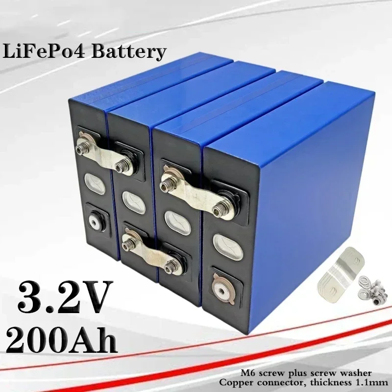 

4PCS 3.2V 200Ah Lifepo4 battery, 12v 24V lithium iron phosphate battery pack Solar caravan battery pack, EU and US duty-free