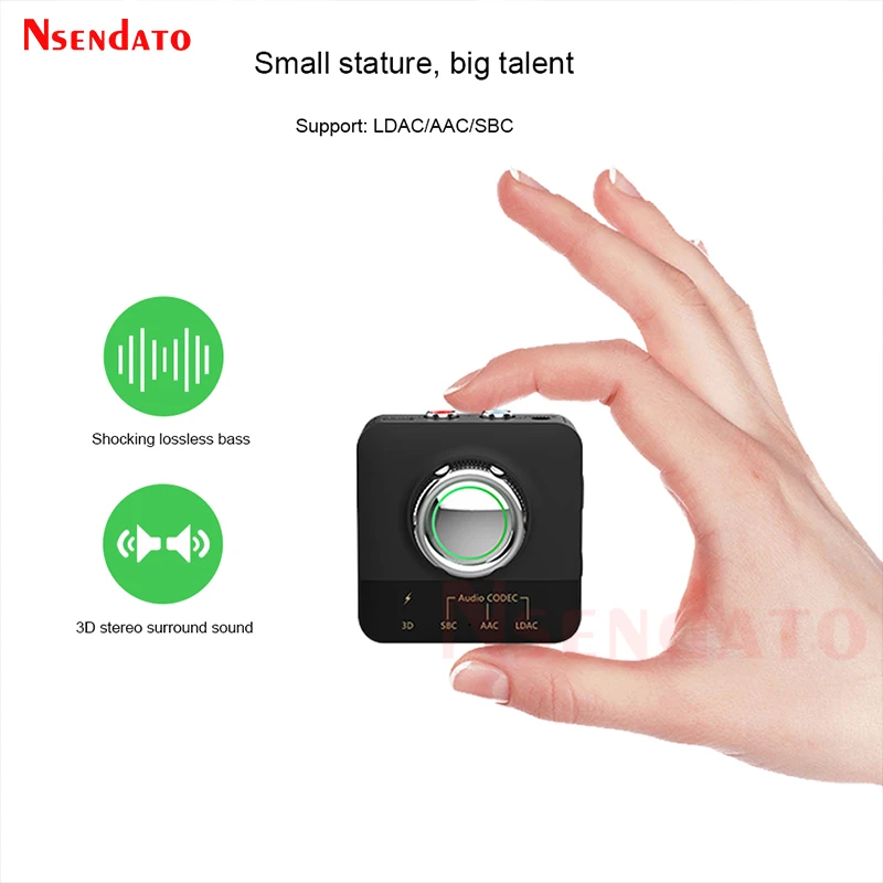 Comaptible-Bluetooth 5.0 Music Receiver with LDAC AAC 3D Stereo HiFi Audio Wireless Adapter RCA 3.5mm AUX for TV Car Amplifier