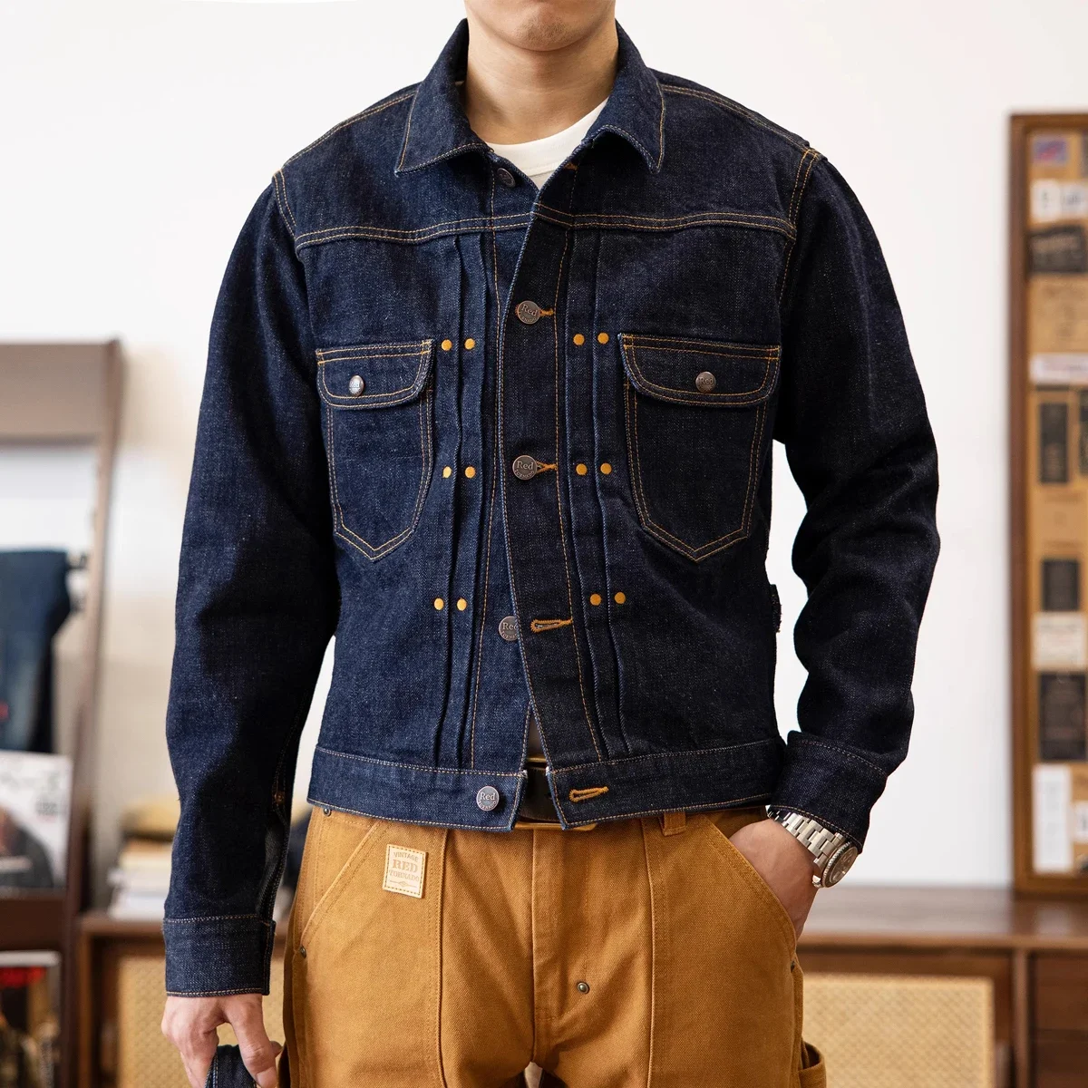 Red Tornado 11MJ Selvedge Denim Jacket Men's Rugged Wear Unlined Western Jean Outerwear 2