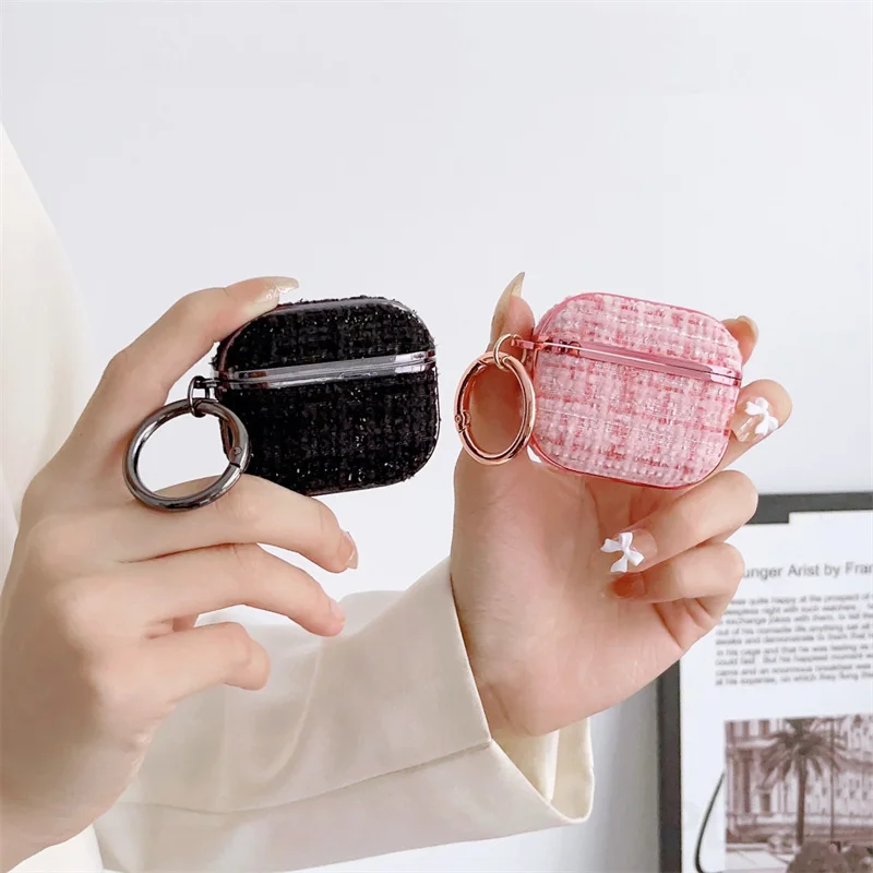 Cute Tweed Plaid Earphone Case For apple AirPod Pro 2 Headphone Cover For  AirPods 3 Shockproof Capa Box Protective Shell Ring