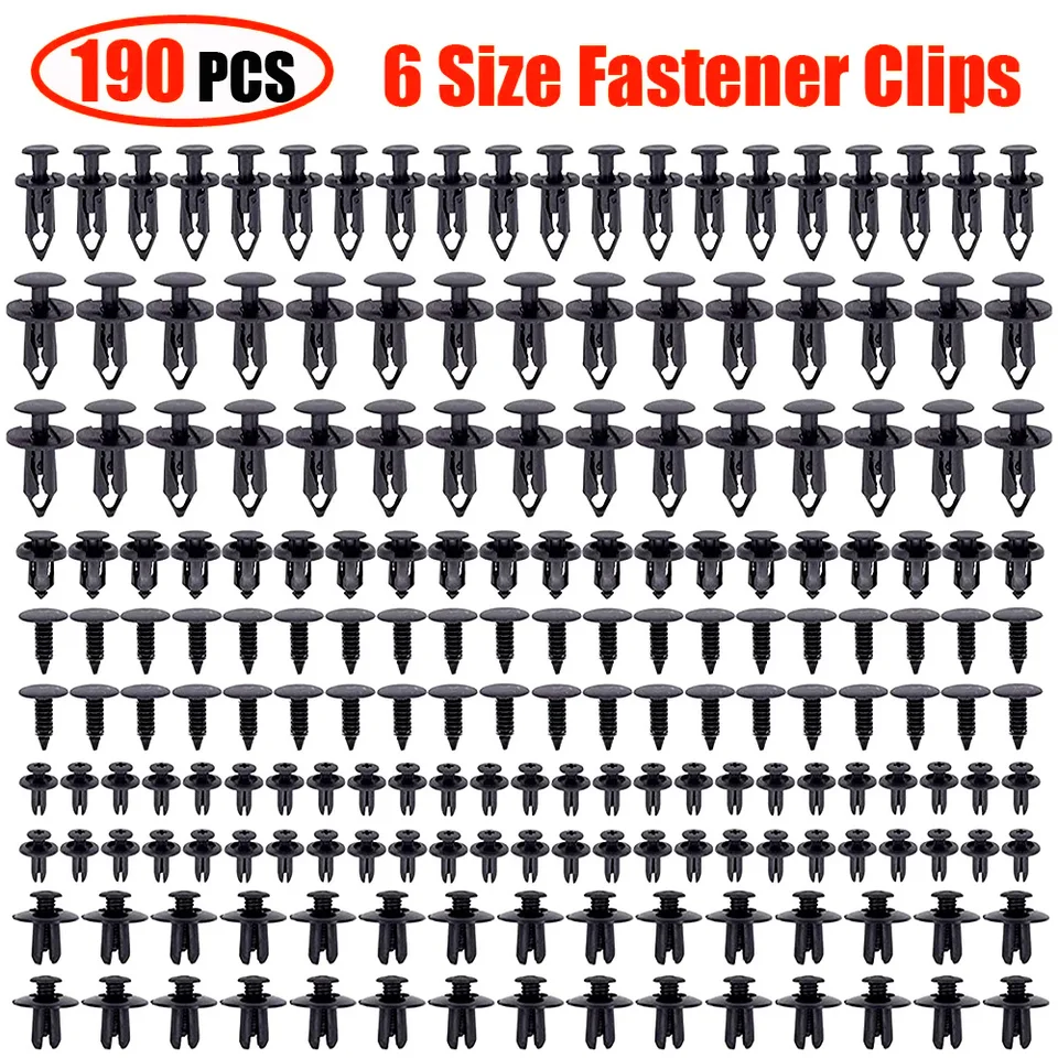 190 pz clip di fissaggio for auto 6 dimensioni kit di fissaggio in plastica clip for pannello di rivestimento automatico set di rivetti for paraurti carrozzeria mista