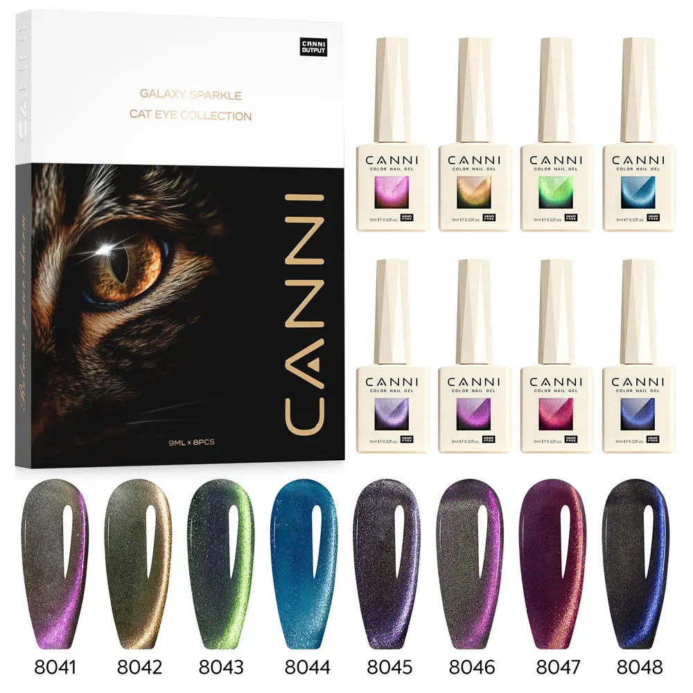 CANNI Nagelgel-Nagellack-Set HEMA/TPO FREE Galaxy Glitter Cat Eye Gel-Nagellack, wunderschöne Farbe, semi-permanent, Soak Off UV LED Nagelgel – Detail 10