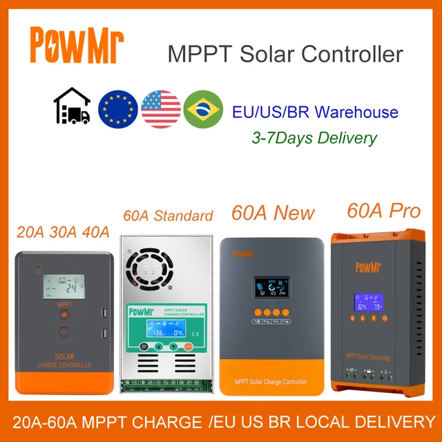 PowMr MPPT 60A 40A 30A 20A LCD contrôleur de Charge solaire 12V 24V 36V 48V batterie automatique panneau solaire régulateur intelligent Support Lifepo4 1