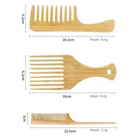 Peigne à cheveux en bois de bambou naturel, 1 pièce, antistatique, fourchette Afro pour femmes, peigne rond à dents larges, brosse à cheveux pour femmes 6