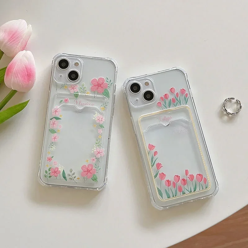Floral Slot Card Wallet Holder Case - Cute and Stylish Cover