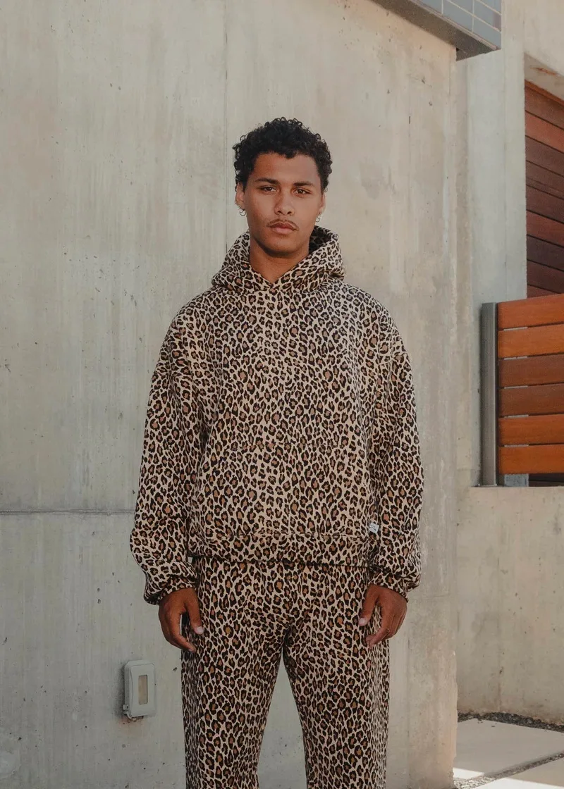 Y2K Leopard Print Hoodie – Unisex Harajuku Hip Hop Style Zip-Up Pullover Sweatshirt for Couples