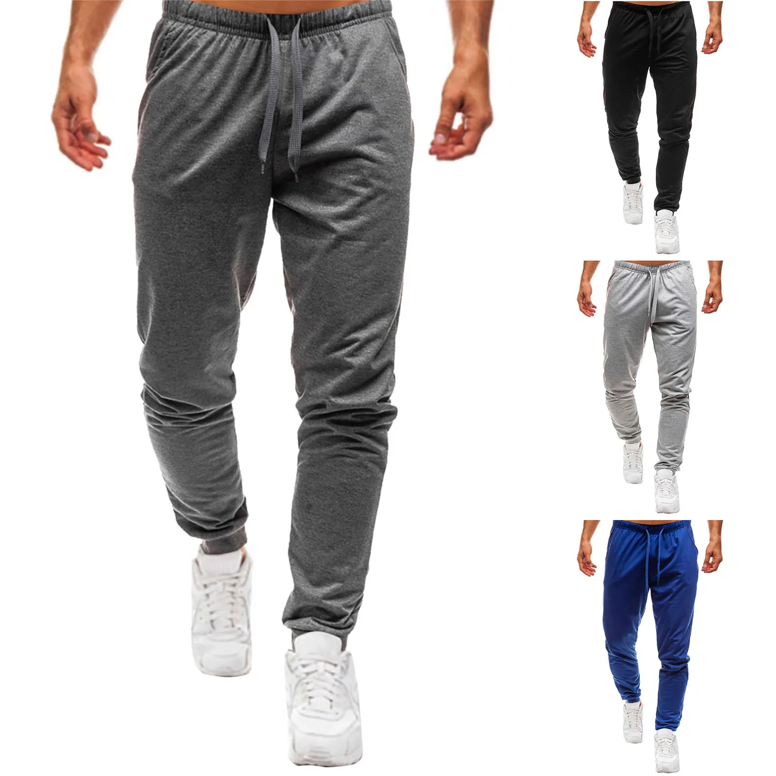 Spring Autumn Solid Color Men Casual Pants Lace-Up Sports Soft Baggy Sweatpants Man Trousers Y2k Clothes Gym Work Pantalones