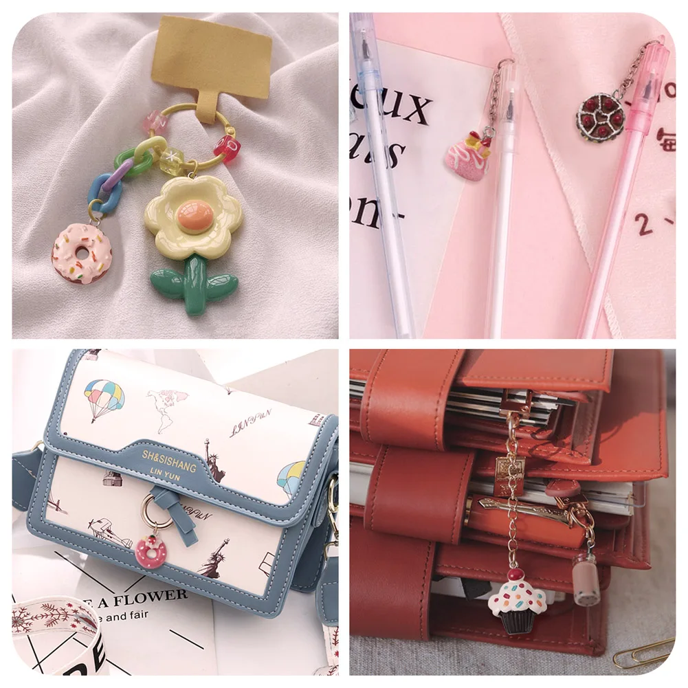 80Pcs Imitation Food Resin Pendants With Platinum Plated Iron Loops Dessert Charms For Women Earrring Jewelry Making Accessories