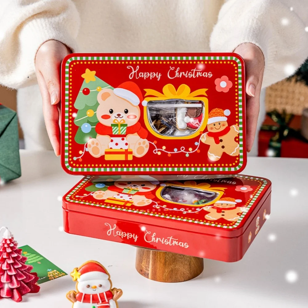 Metall Quadratische Weihnachten Süßigkeiten Box Große Weißblech Geschenk Boxen Keks Snack Lagerung Box Kinder Weihnachten Neujahr Weihnachten Party – Detail 15