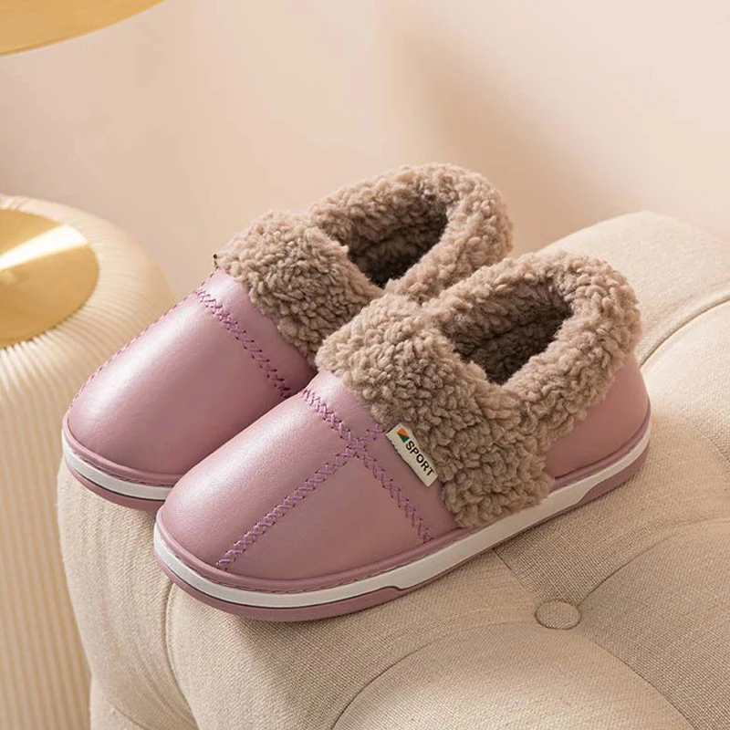 겨울 커플 코튼 슬리퍼, 여성 가방, 실내 미끄럼 방지, 가정용 따뜻한 최신 방수 신발, 남성 신발