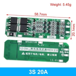 Enhanced Lithium Battery Charger Protection Board with Balance Function, 40A - 60A Capacity - 1PCS (3S 20A 12.6V)