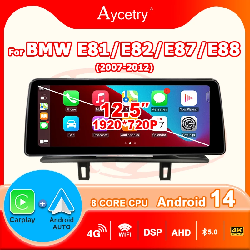 Drahtlose Carplay Android 14 Auto Auto Multimedia Bildschirm Radio Für BMW 1 Serie E81 E82 E87 E88 2004-2012 CCC CIC IDrive 2007-2012