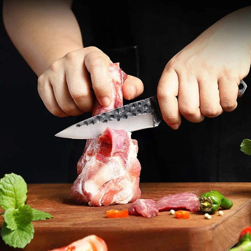 Kitchen Knife Meat Boning Knife Hand Forged Sharp Slaughtering Cutter Steel Knives with Sheath For Outdoor Fishing BBQ