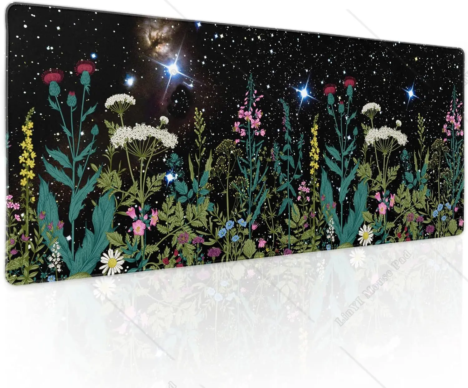 

Большой коврик для мыши Wildflower, размер XL, Космический, большой Настольный коврик с цветочным рисунком и нескользящей резиновой основой, с прошитыми краями, 31,5 × 11,8 дюйма