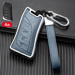 Premium Leather Car Key Case Cover for Luxury Vehicles (Blue)