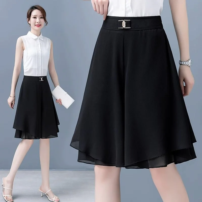 Korean Version Fashion Versatile Woolen Five Point Shorts Women's Solid Zipper Button High Waist Casual Straight A-line Pants