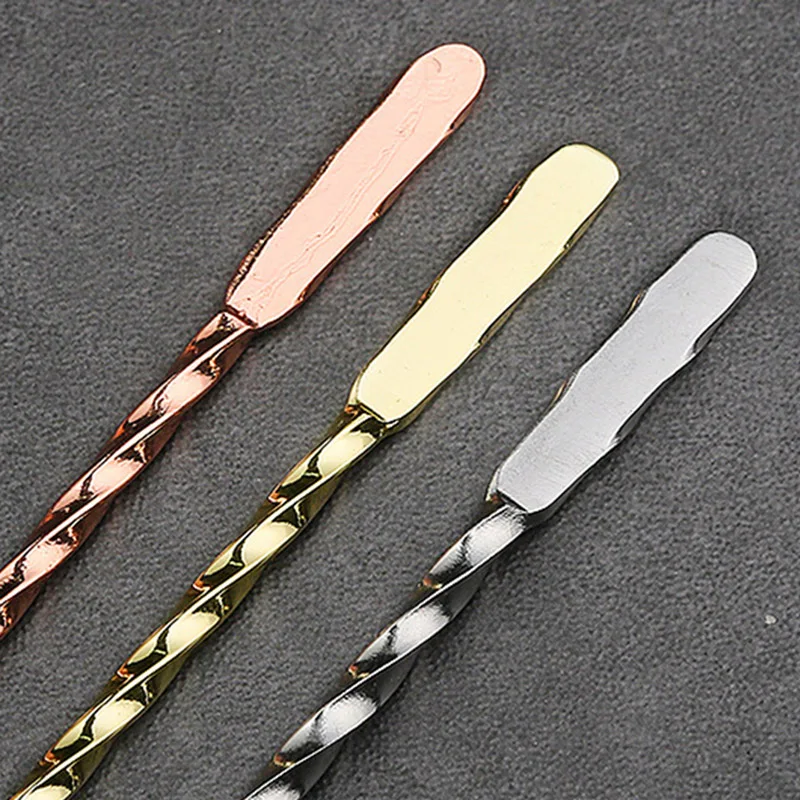 Mixing Cocktail Beverage Stir 19cm Bar Stir Sticks Spiral Pattern Stainless Steel Bartender Tools Juice Coffee Mixer Bar Tool